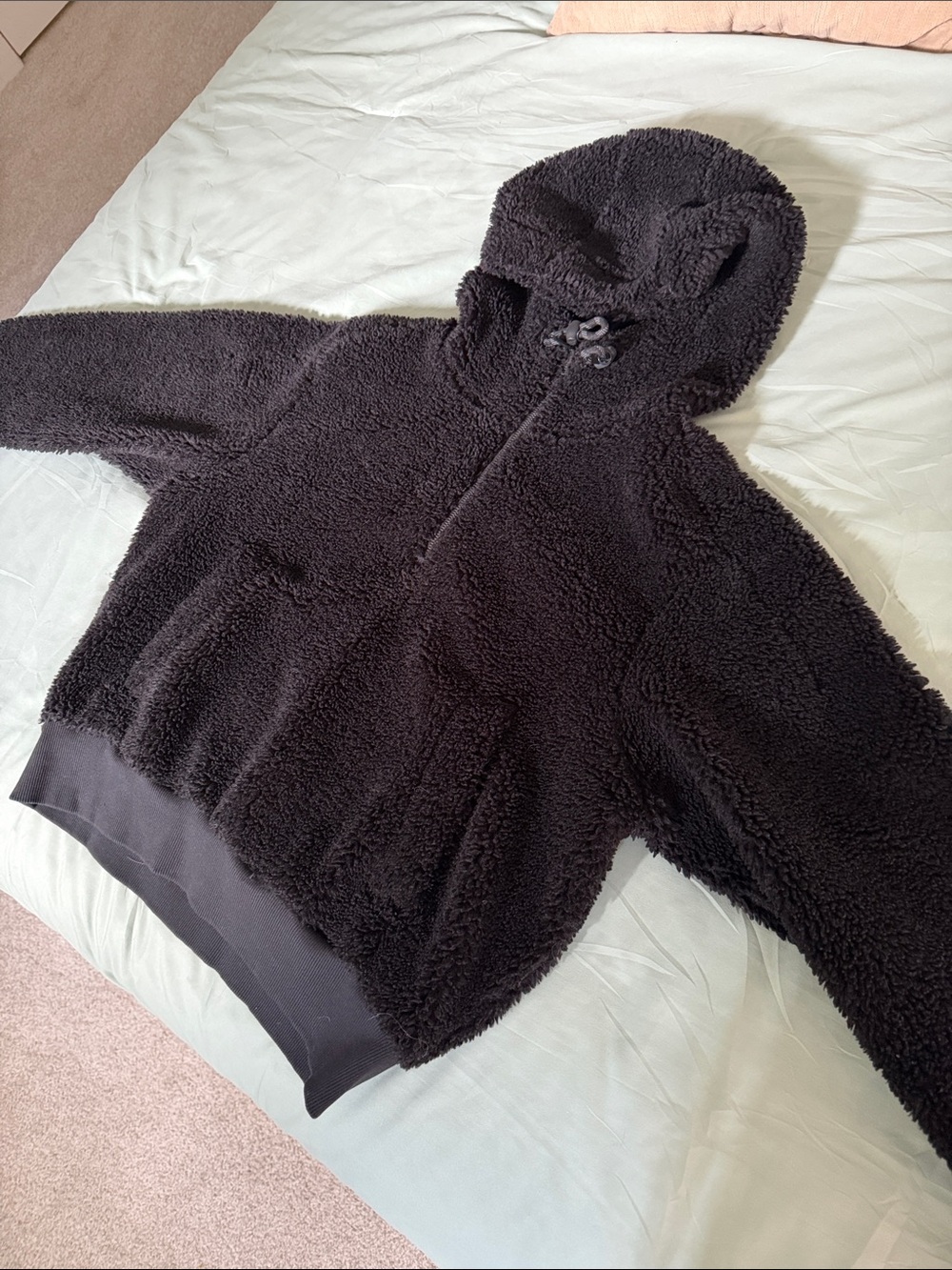 Lululemon Cozy Black Sherpa Zip-Up Hoodie size 8